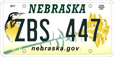 NE license plate ZBS447