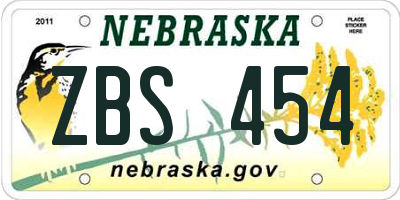 NE license plate ZBS454