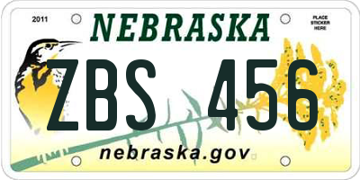 NE license plate ZBS456