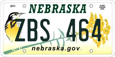 NE license plate ZBS464