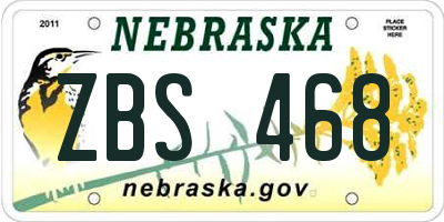 NE license plate ZBS468