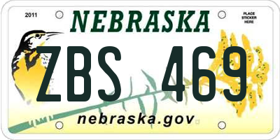 NE license plate ZBS469