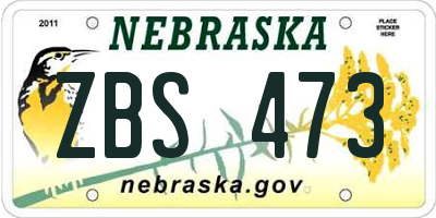 NE license plate ZBS473
