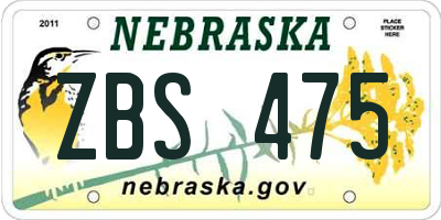NE license plate ZBS475
