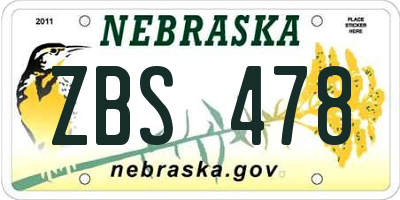 NE license plate ZBS478