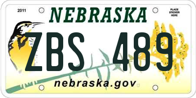 NE license plate ZBS489