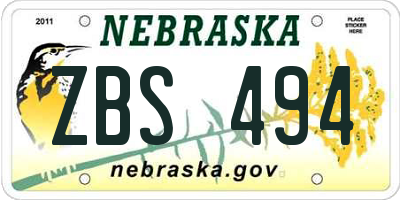 NE license plate ZBS494