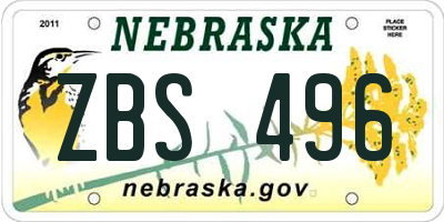 NE license plate ZBS496