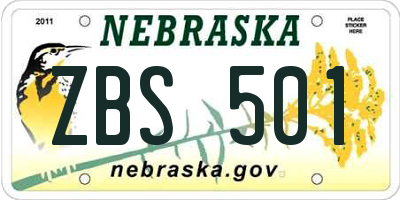 NE license plate ZBS501