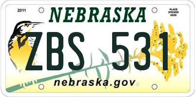 NE license plate ZBS531