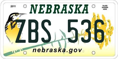 NE license plate ZBS536