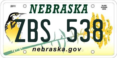 NE license plate ZBS538