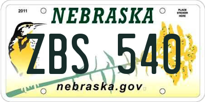 NE license plate ZBS540