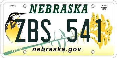 NE license plate ZBS541