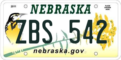 NE license plate ZBS542
