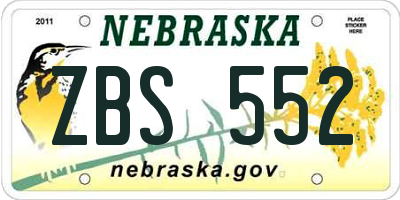 NE license plate ZBS552