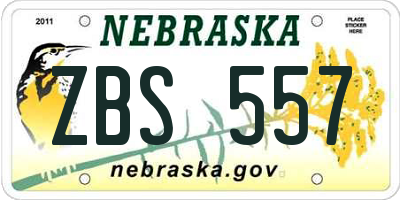NE license plate ZBS557