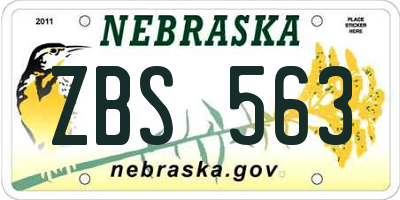 NE license plate ZBS563