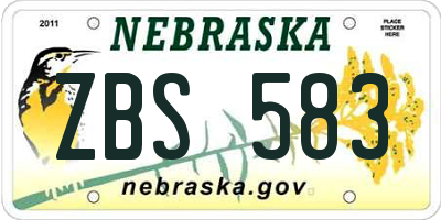 NE license plate ZBS583