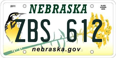 NE license plate ZBS612
