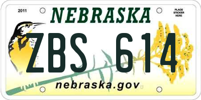 NE license plate ZBS614