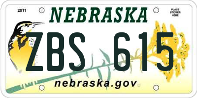 NE license plate ZBS615