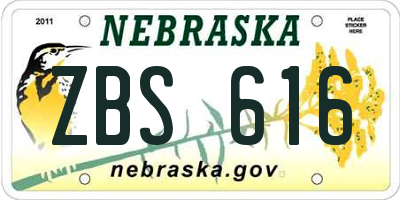 NE license plate ZBS616