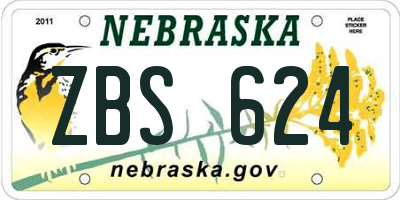 NE license plate ZBS624