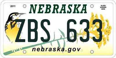 NE license plate ZBS633