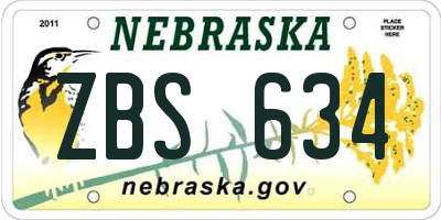 NE license plate ZBS634