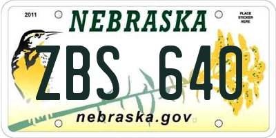 NE license plate ZBS640