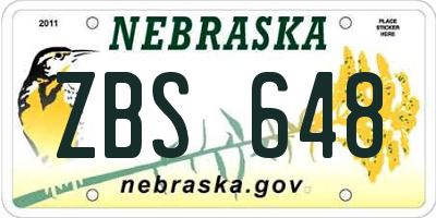 NE license plate ZBS648