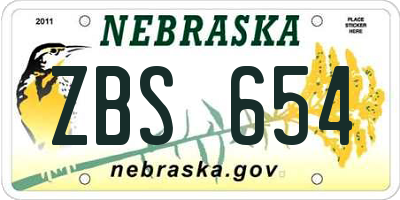 NE license plate ZBS654