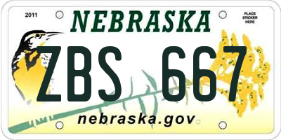 NE license plate ZBS667