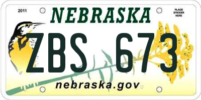 NE license plate ZBS673