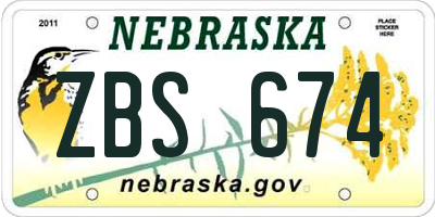 NE license plate ZBS674