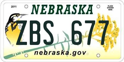 NE license plate ZBS677