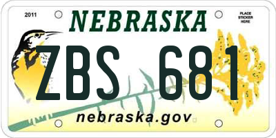 NE license plate ZBS681