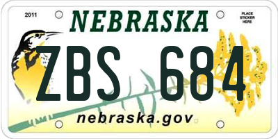 NE license plate ZBS684