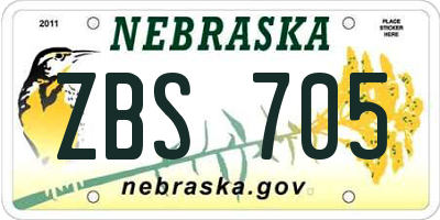 NE license plate ZBS705