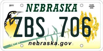 NE license plate ZBS706