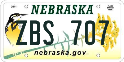 NE license plate ZBS707