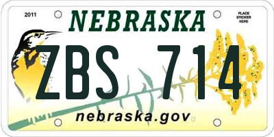NE license plate ZBS714