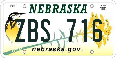 NE license plate ZBS716