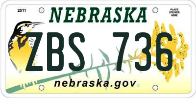 NE license plate ZBS736