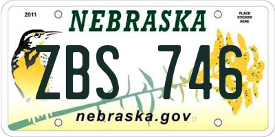 NE license plate ZBS746