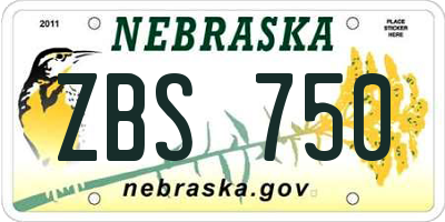 NE license plate ZBS750