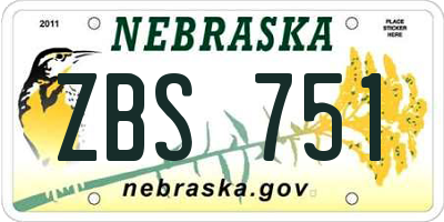 NE license plate ZBS751