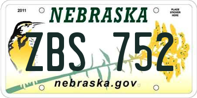 NE license plate ZBS752