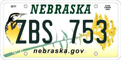 NE license plate ZBS753